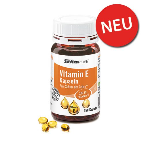 Vitamin E Kapseln | 150 Kapseln | Nahrungsergänzung | Zellschutz | Vitamine | Mineralstoffe