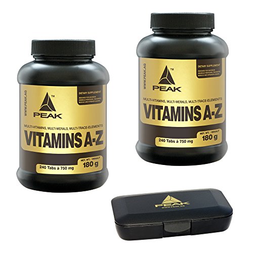 Peak Vitamins A-Z, 480 Tabs, 2er Pack (2 x 180g = 360g) + Pillendose